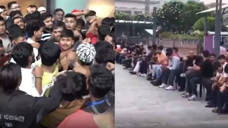 iPhone 17 satışının başlamasıyla birlikte mağaza önünde yaşanan kargaşa büyüdü! Müşteriler arasında çıkan kavga sonucunda yumruklar havada uçuştu.